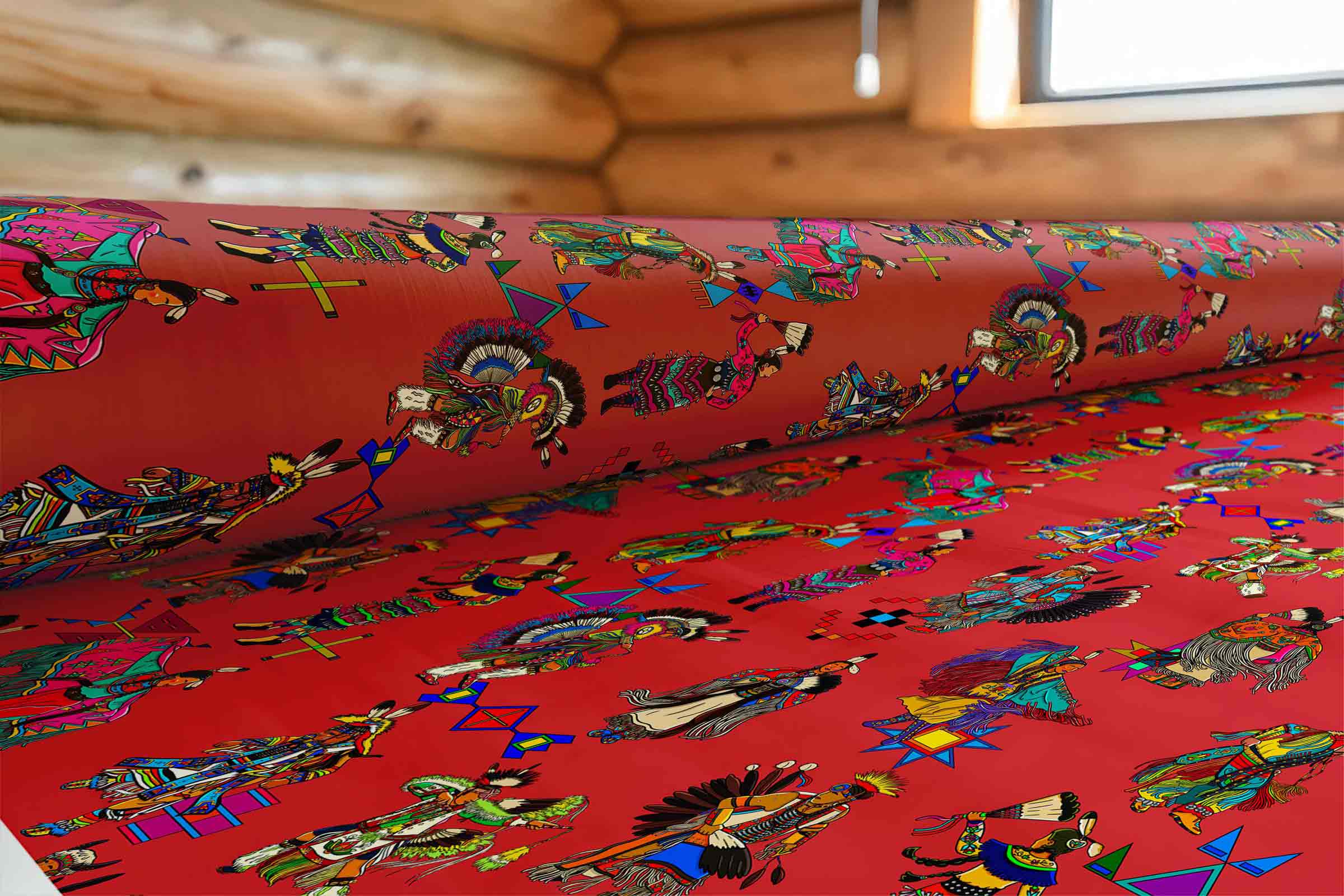 Grand Entry Dancers Terra Cotta Large 42 Inch Cotton Poplin Pre Order