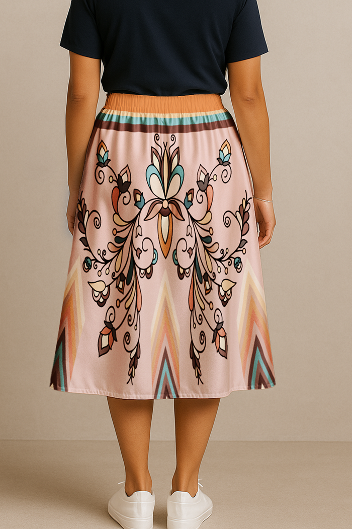 Guardian Petals Earthy Elastic Waist Pocket Midi Skirt