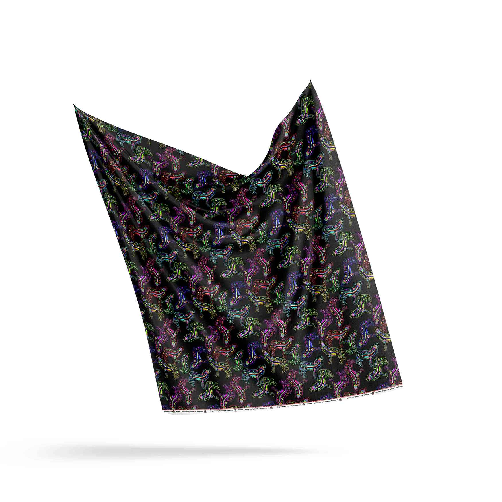 Neon Floral Wolves 56 Inch Cotton Poplin Pre Order
