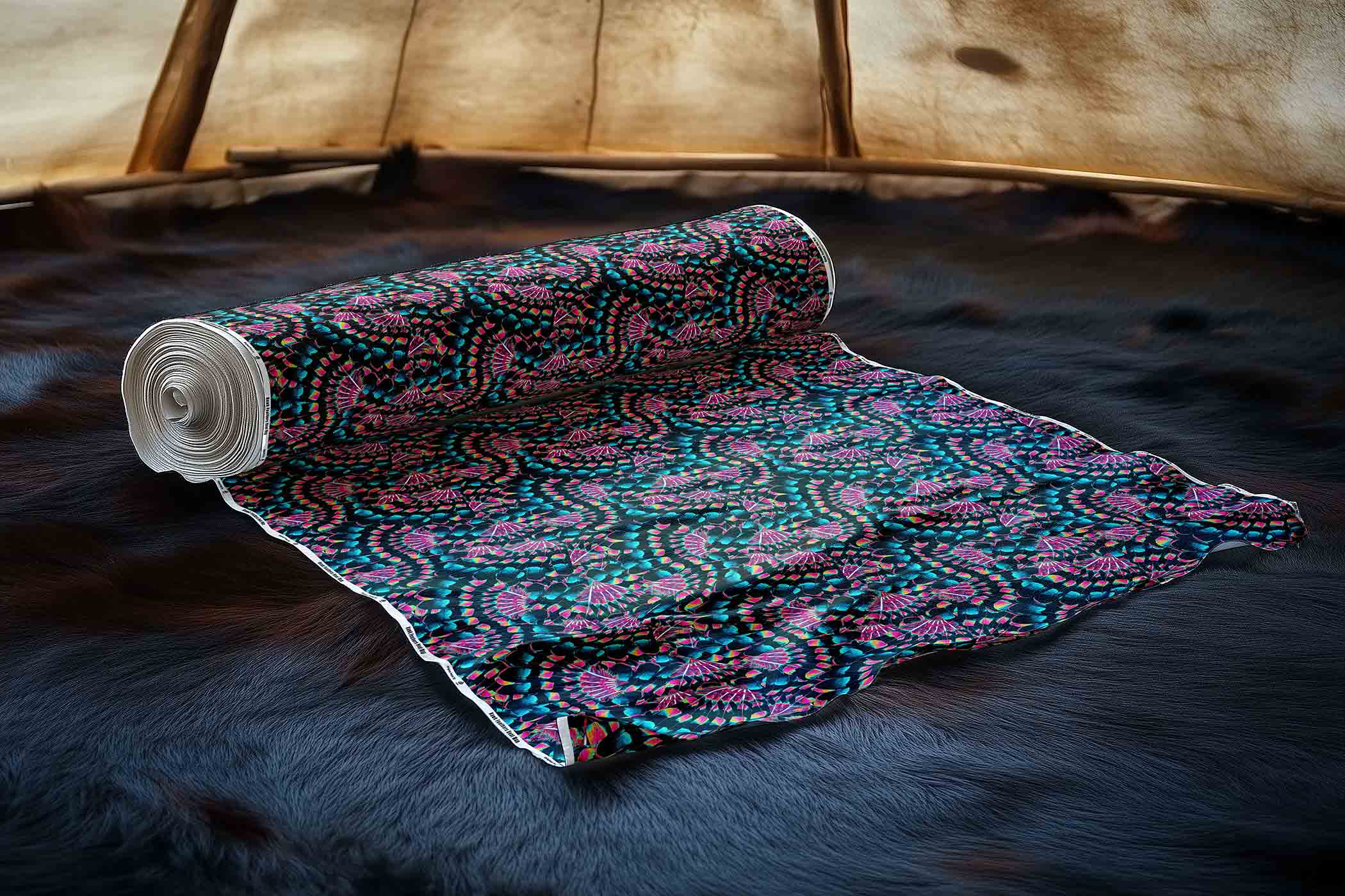 Hawk Feathers Heat Map Satin Fabric By the Yard Pre Order