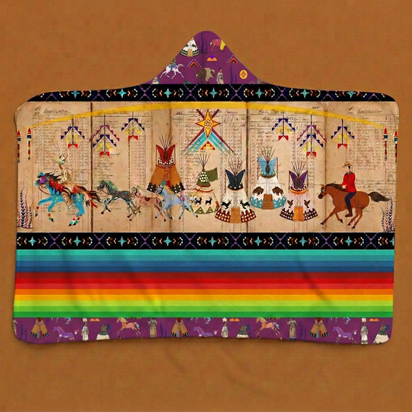 Horse Raid Mulberry Hooded Blanket