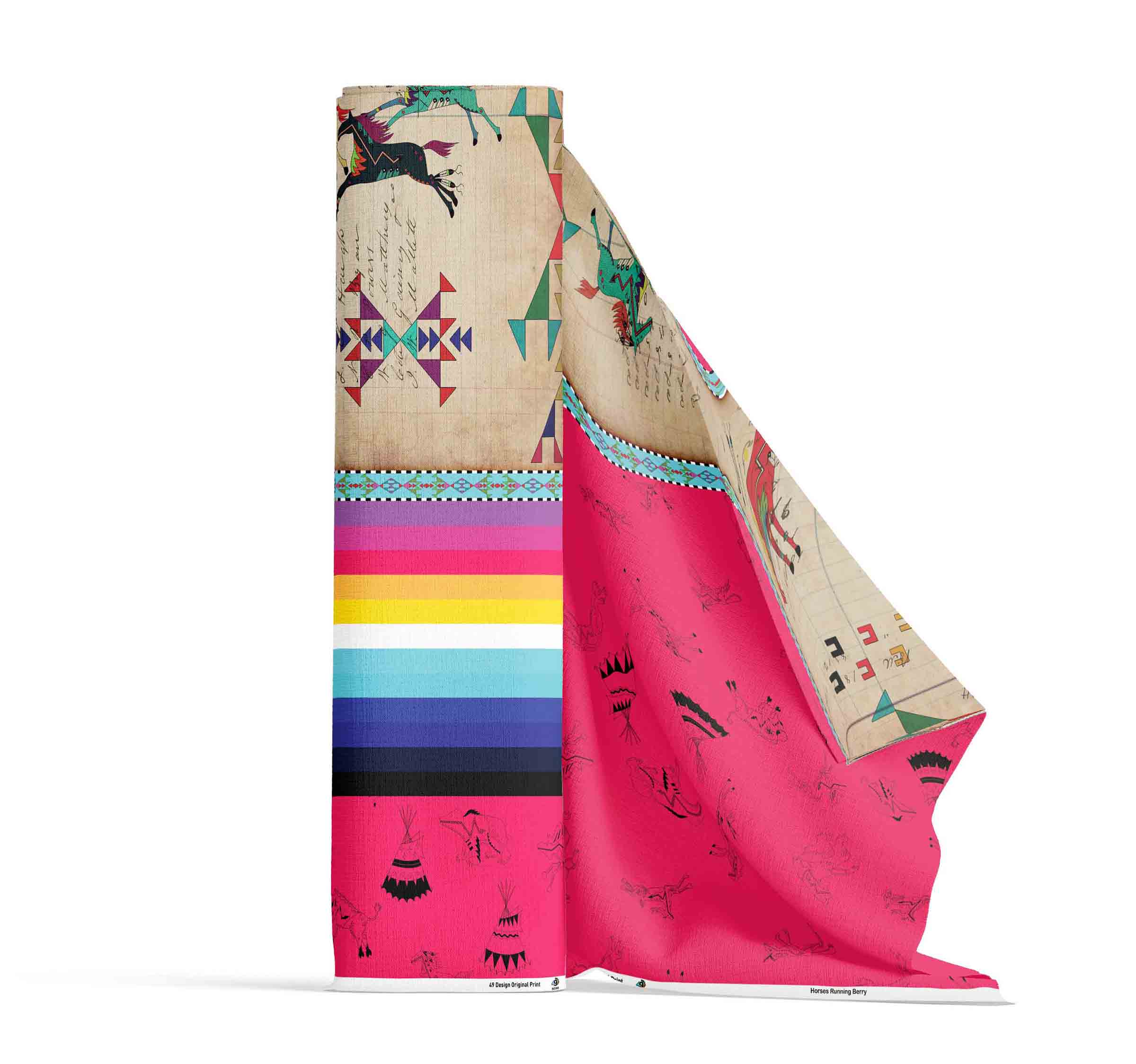 Ledger Horses Running Berry 42 Inch Cotton Poplin Pre Order
