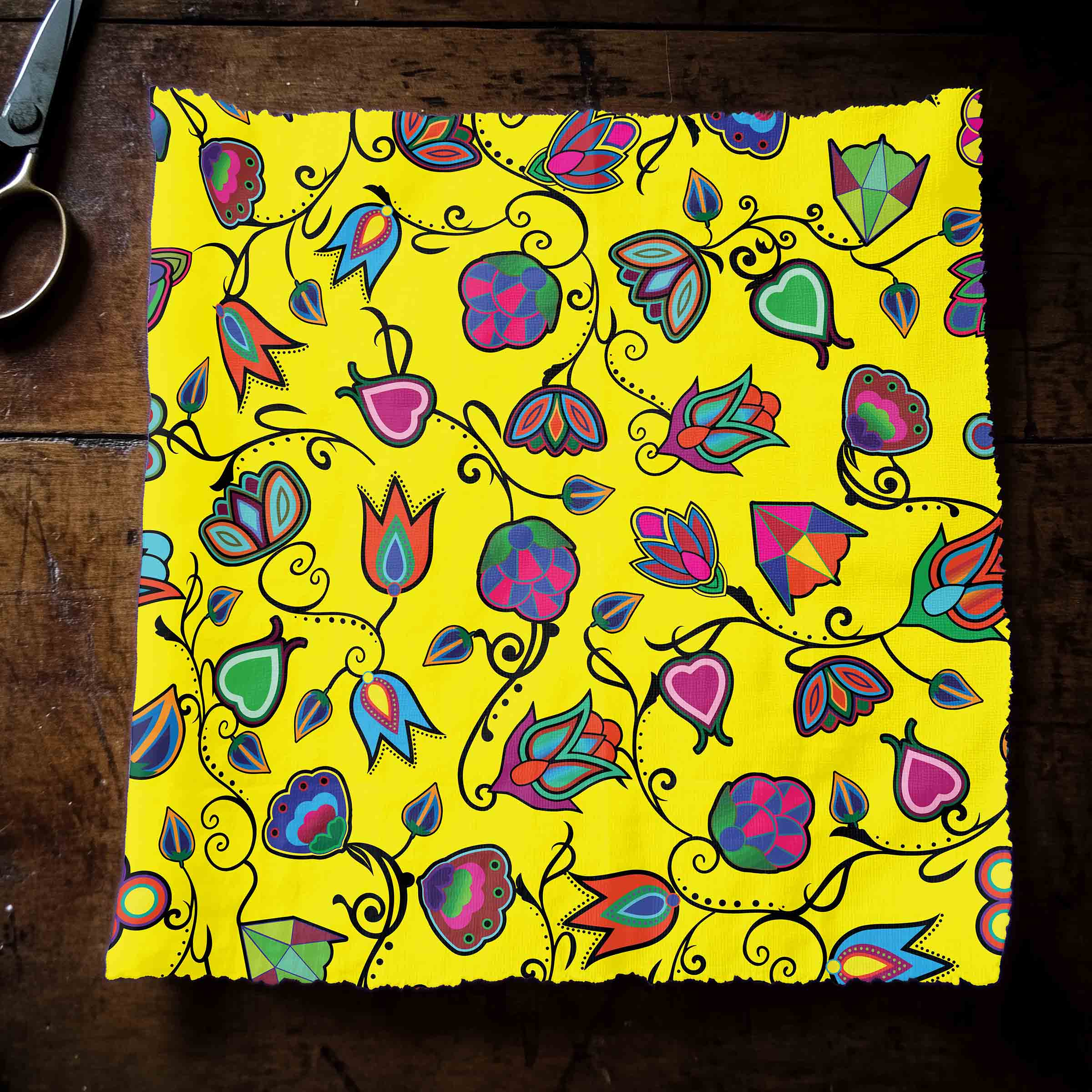 Indigenous Paisley Yellow Satin Fabric By the Yard Pre Order