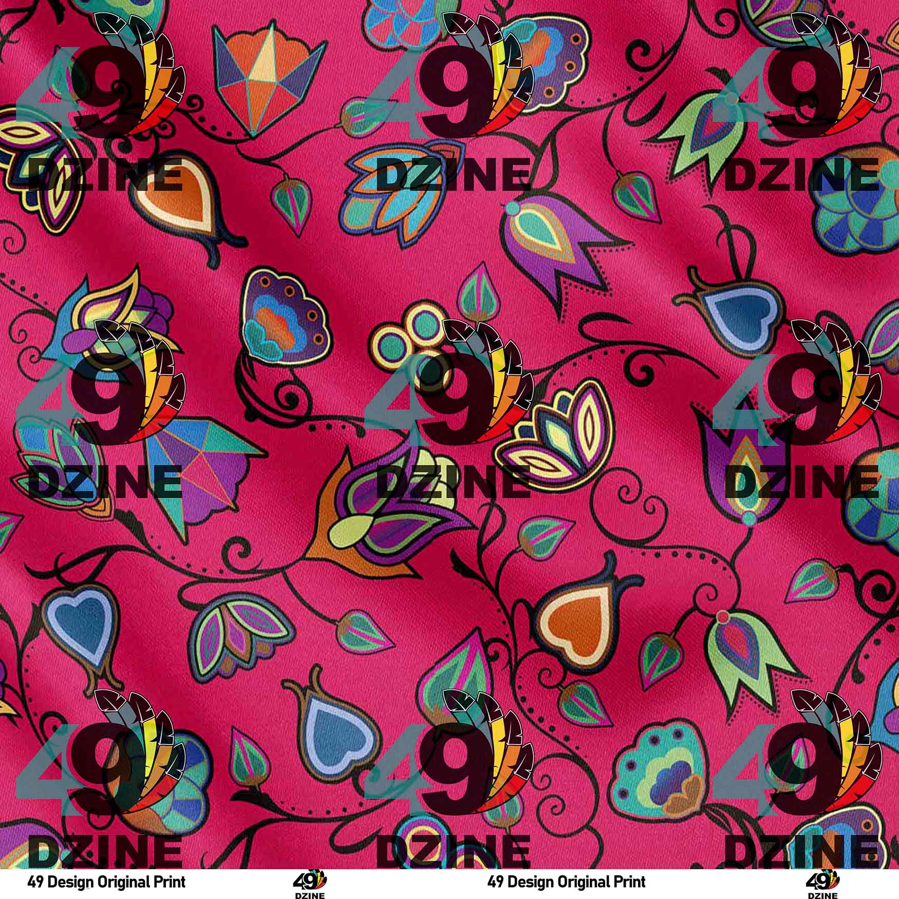 Indigenous Paisley Fuschia 42 inch Cotton Poplin Pre Order