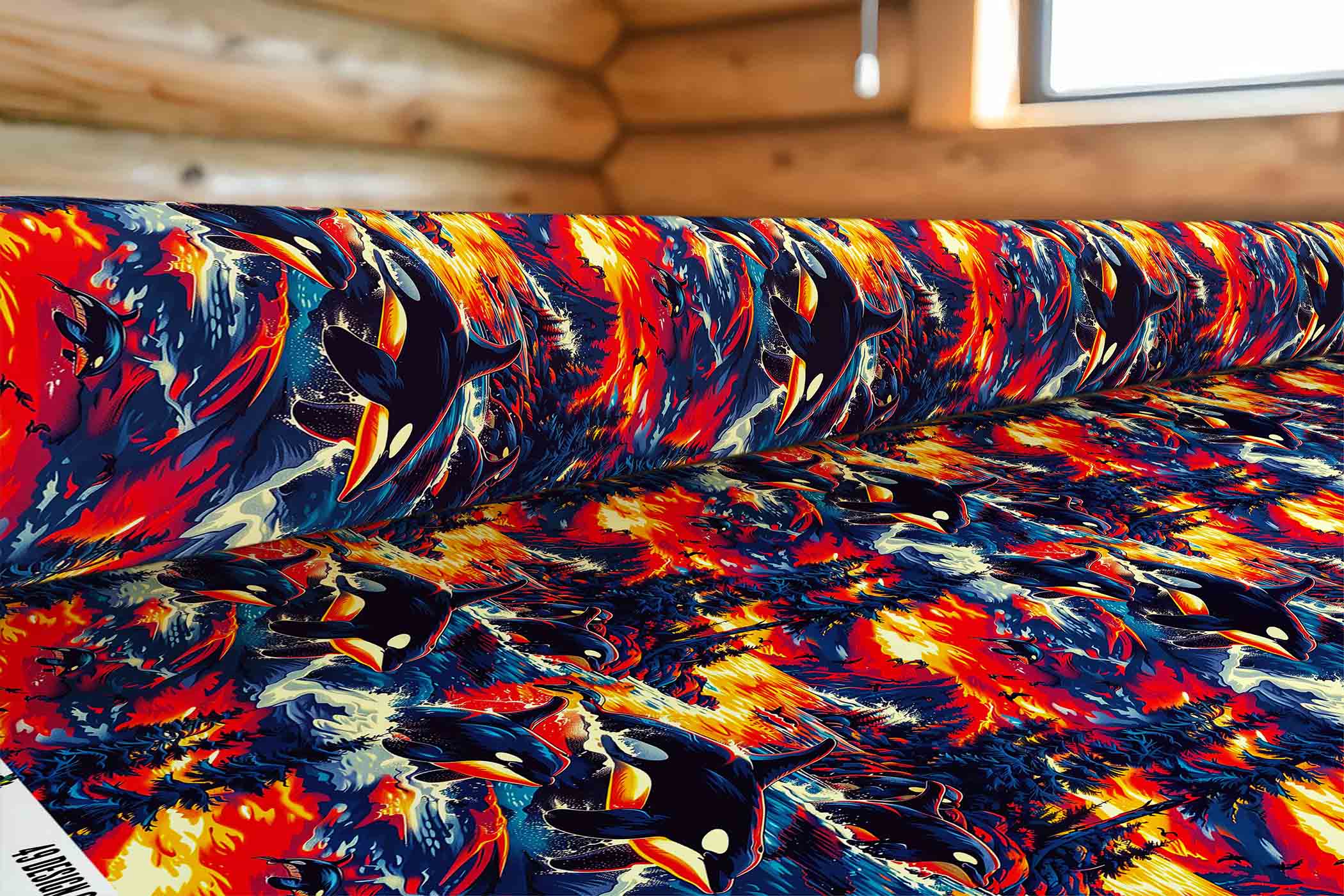 Killer Whales in the Bay 42 Inch Cotton Poplin Pre Order