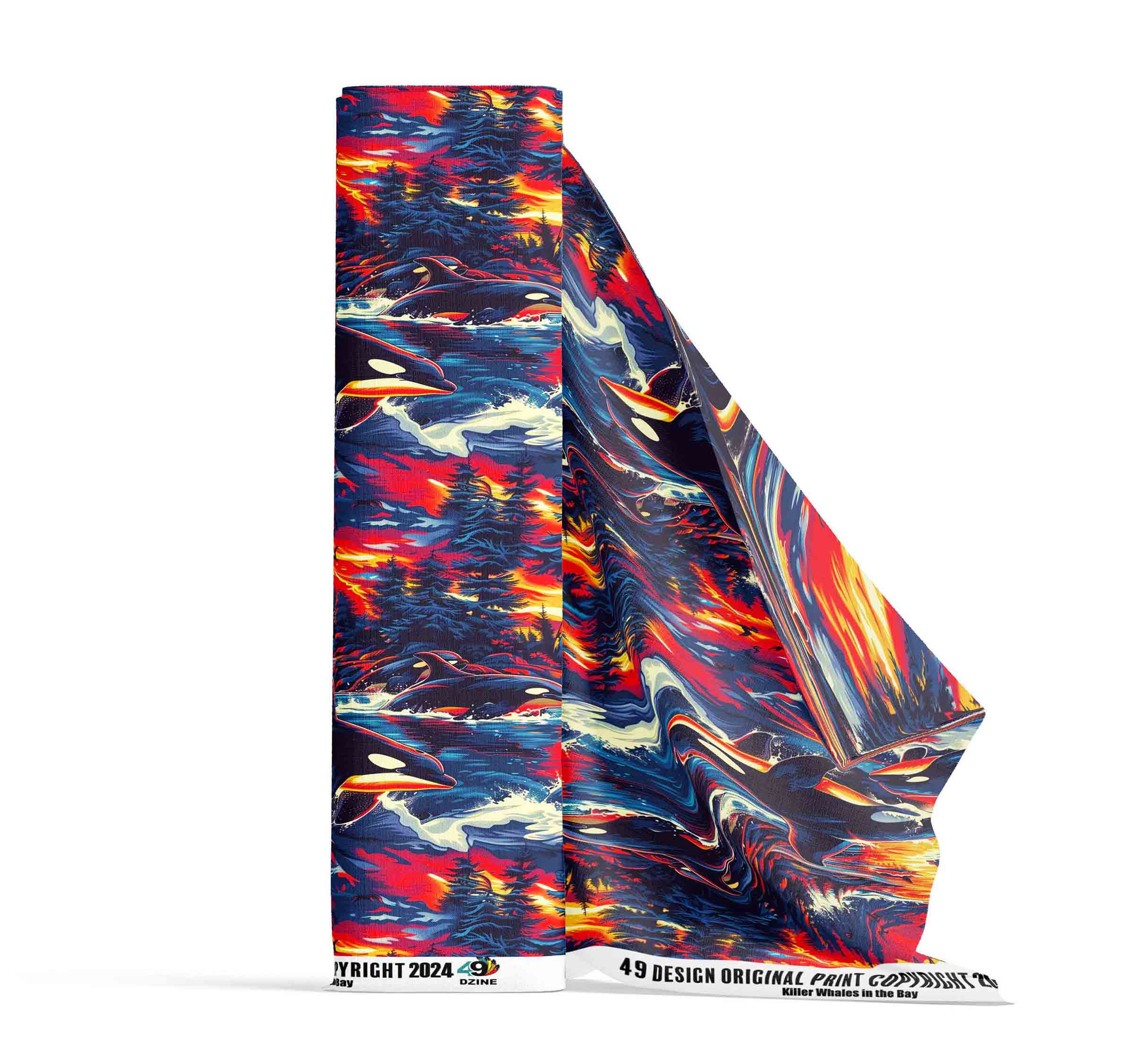Killer Whales in the Bay 42 Inch Cotton Poplin Pre Order