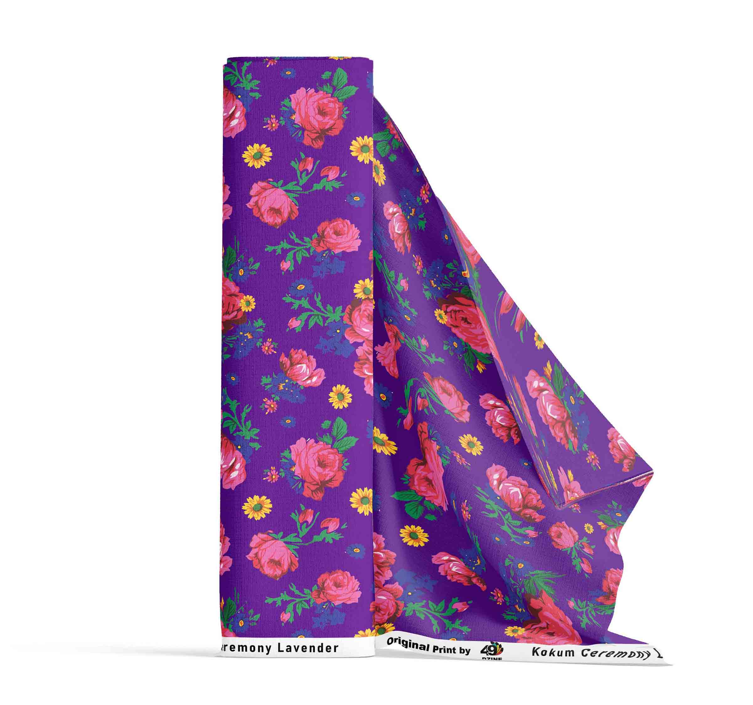 Kokum Ceremony Lavender Satin Fabric By the Yard Pre Order