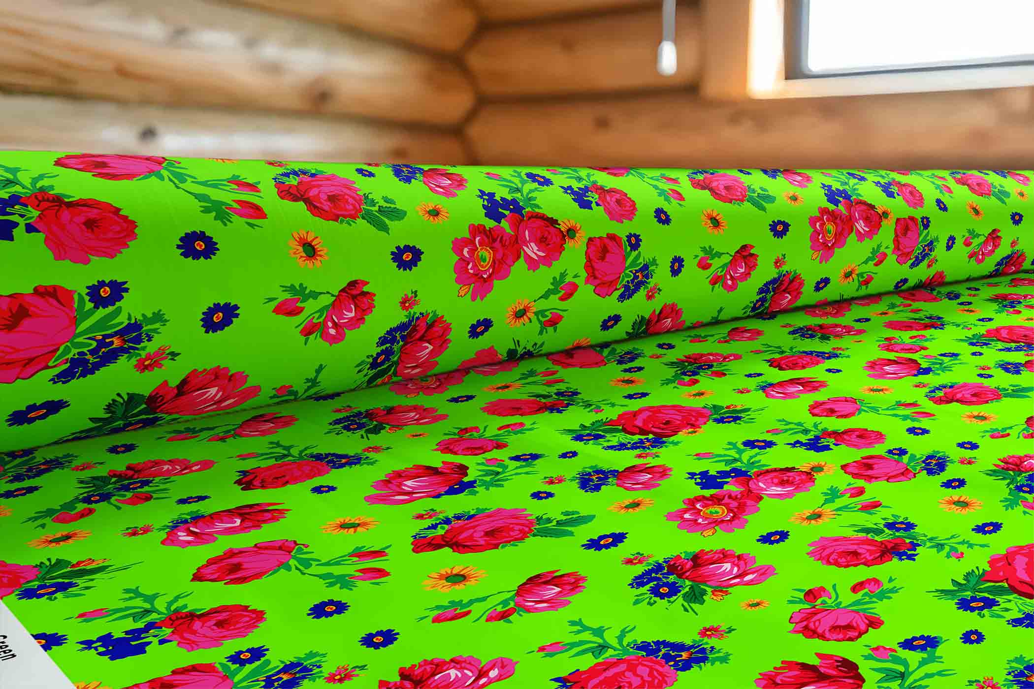 Kokum Ceremony Neon Green Satin Fabric By the Yard Pre Order