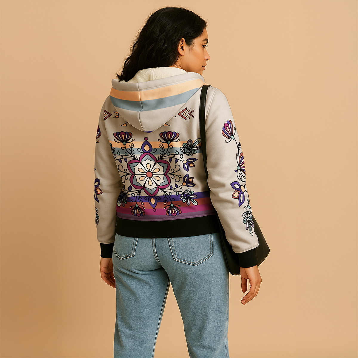 Aurora Petal Glow Women's Sherpa Hoodie