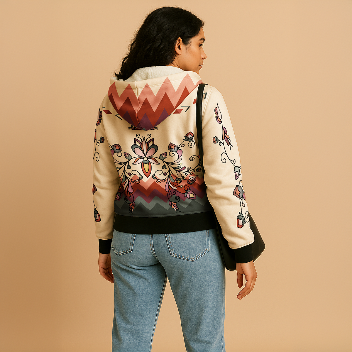 Burnt Sky Petals Women's Sherpa Hoodie