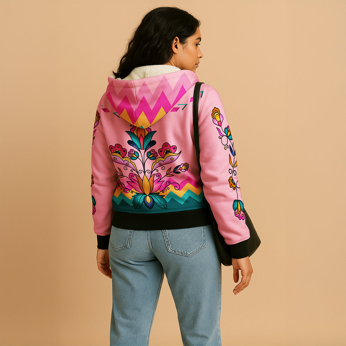 Copper Prairie Petals Women's Sherpa Hoodie