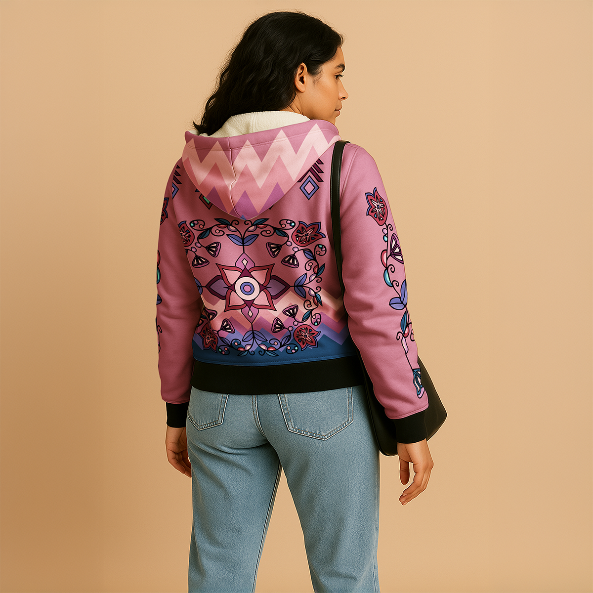 Frost Flower Circle Women's Sherpa Hoodie