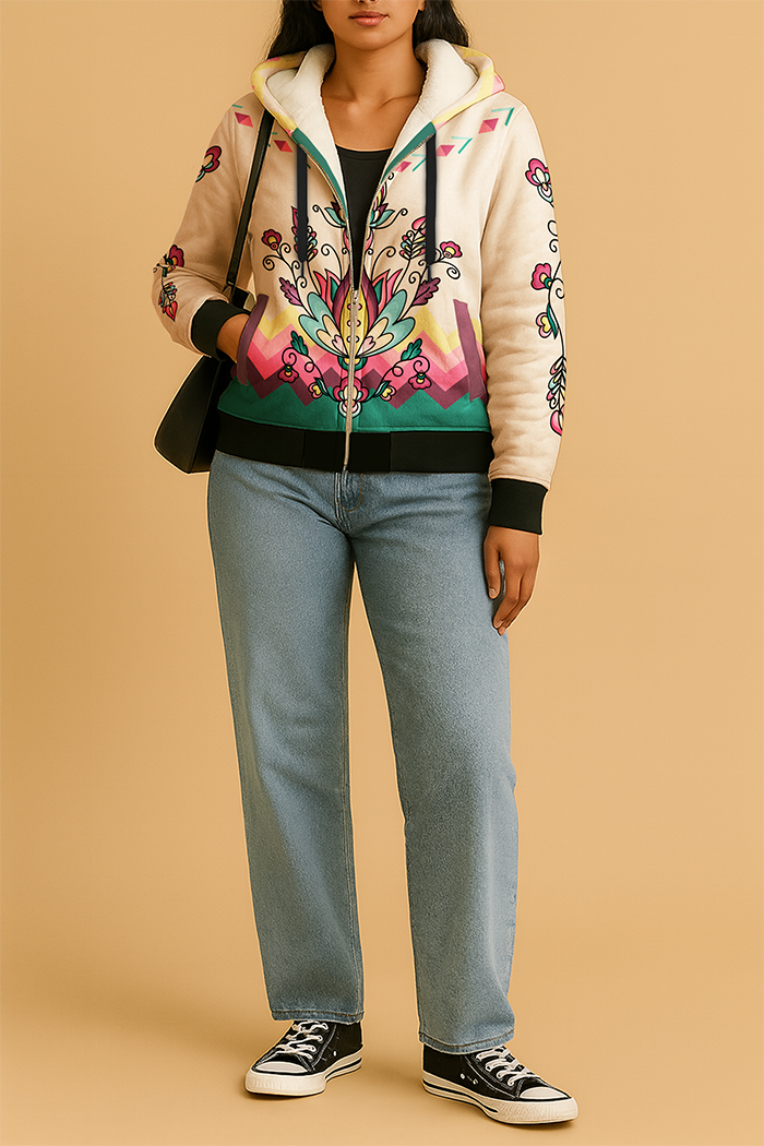 Golden Harvest Bloom Women's Sherpa Hoodie