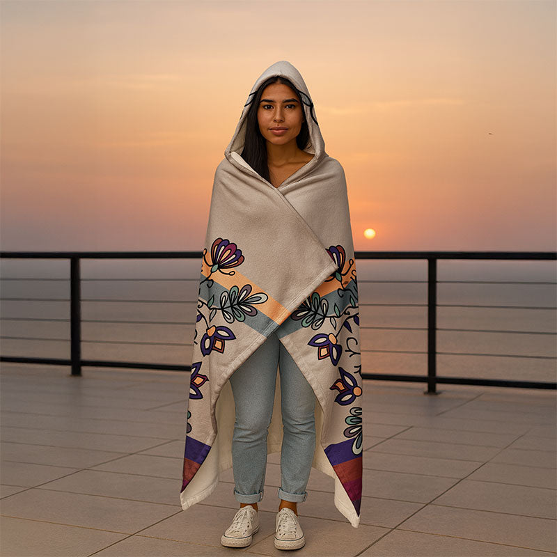 Aurora Petal Glow Women's Hooded Blanket