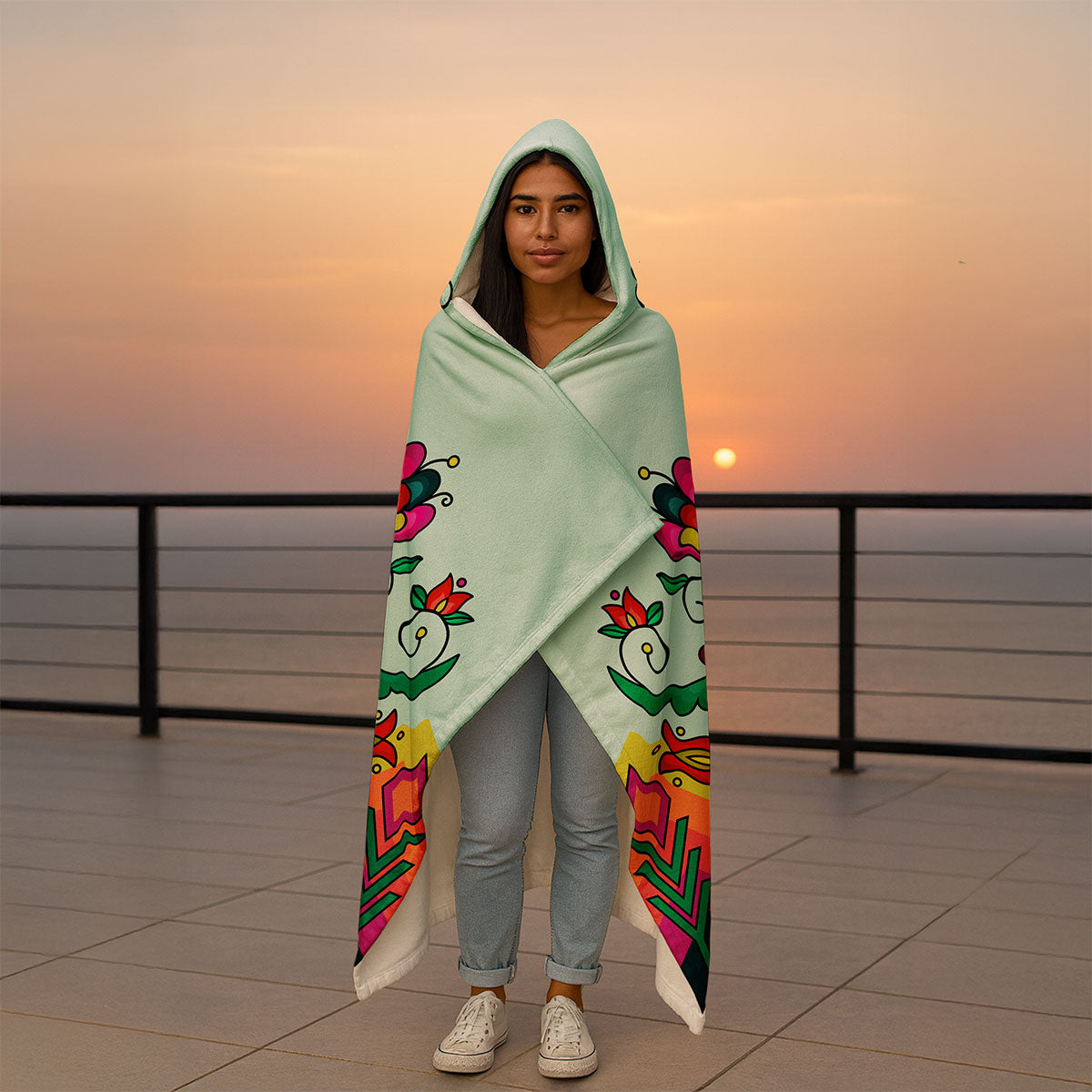 Autumn Kinship Wreath Women's Hooded Blanket