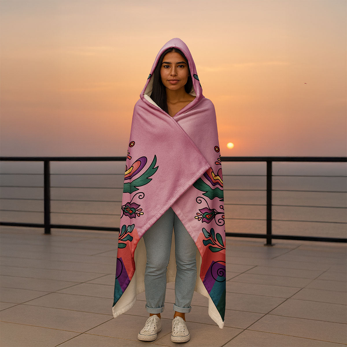 Cedar Wind Bloom Women's Hooded Blanket
