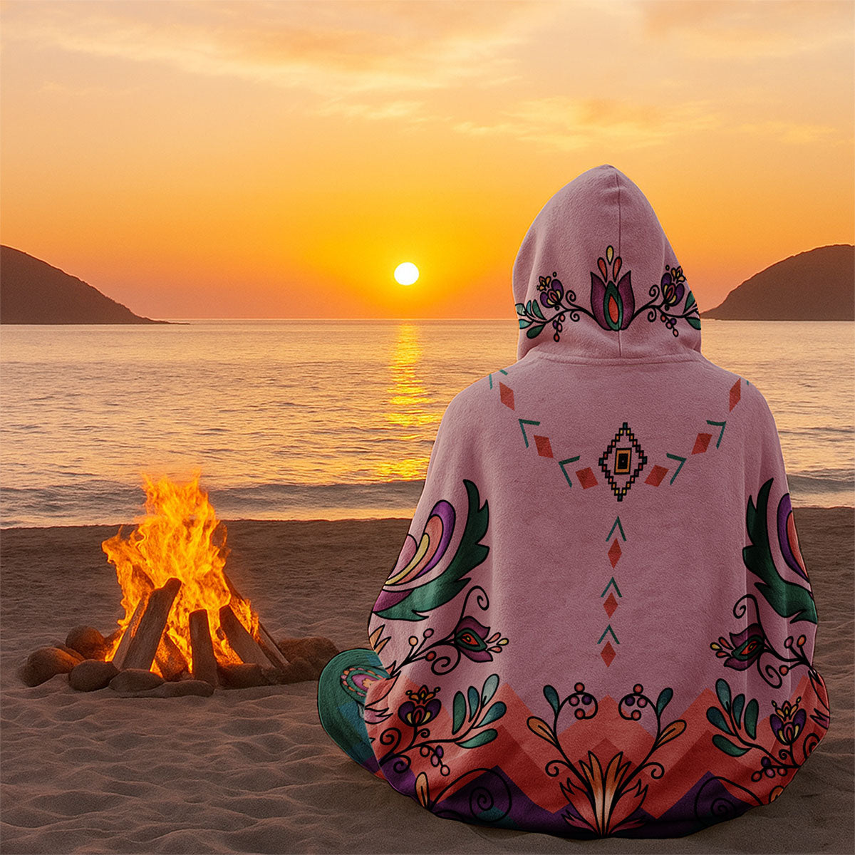 Cedar Wind Bloom Women's Hooded Blanket