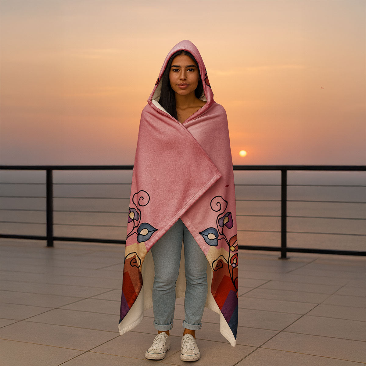 Ember Blossom Women's Hooded Blanket