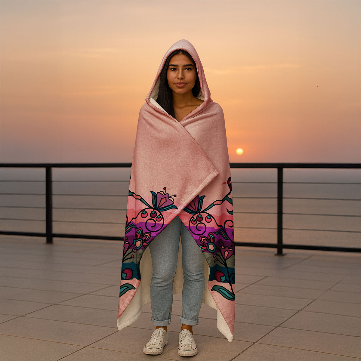 Frosted Petals Women's Hooded Blanket