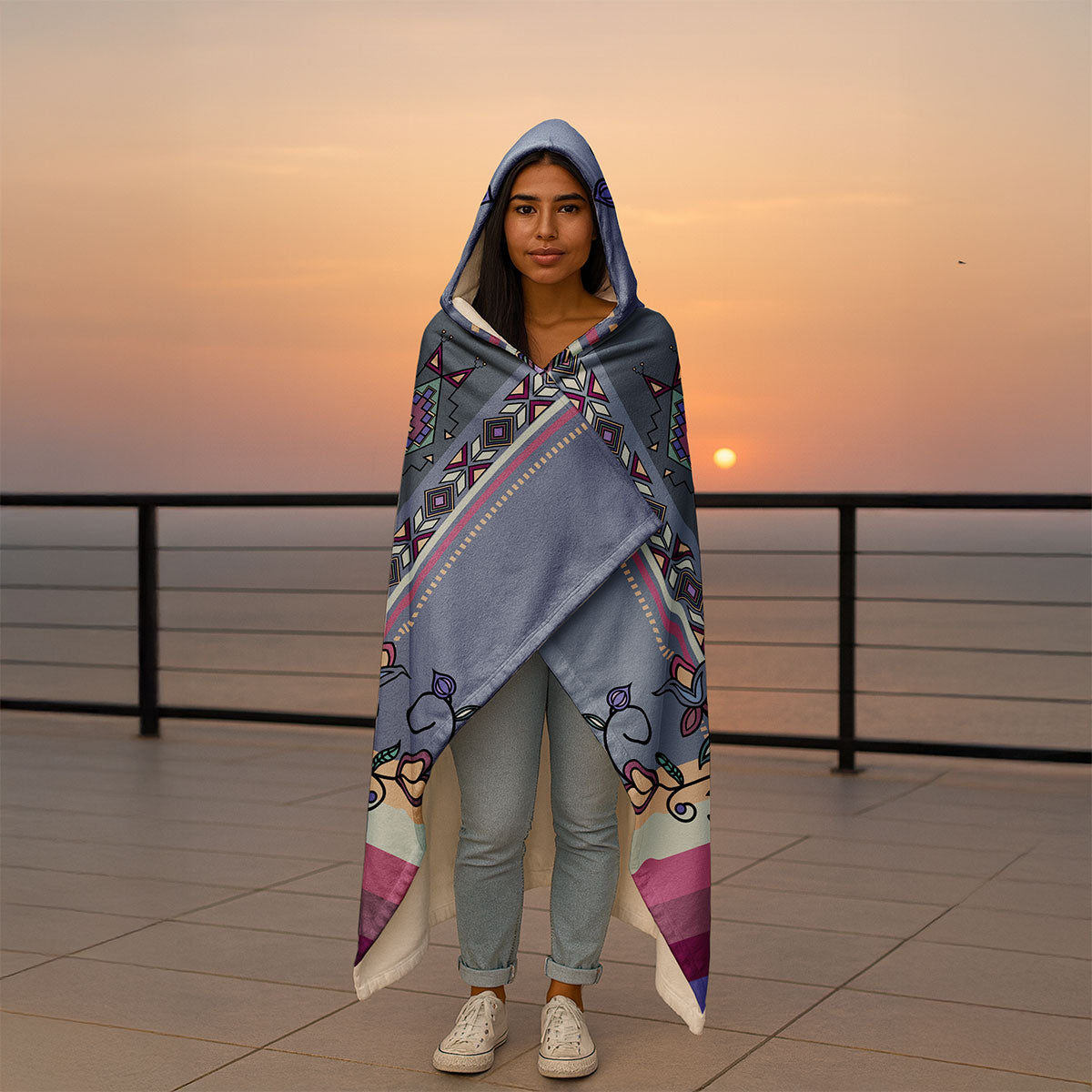 Moonlit Frost Women's Hooded Blanket