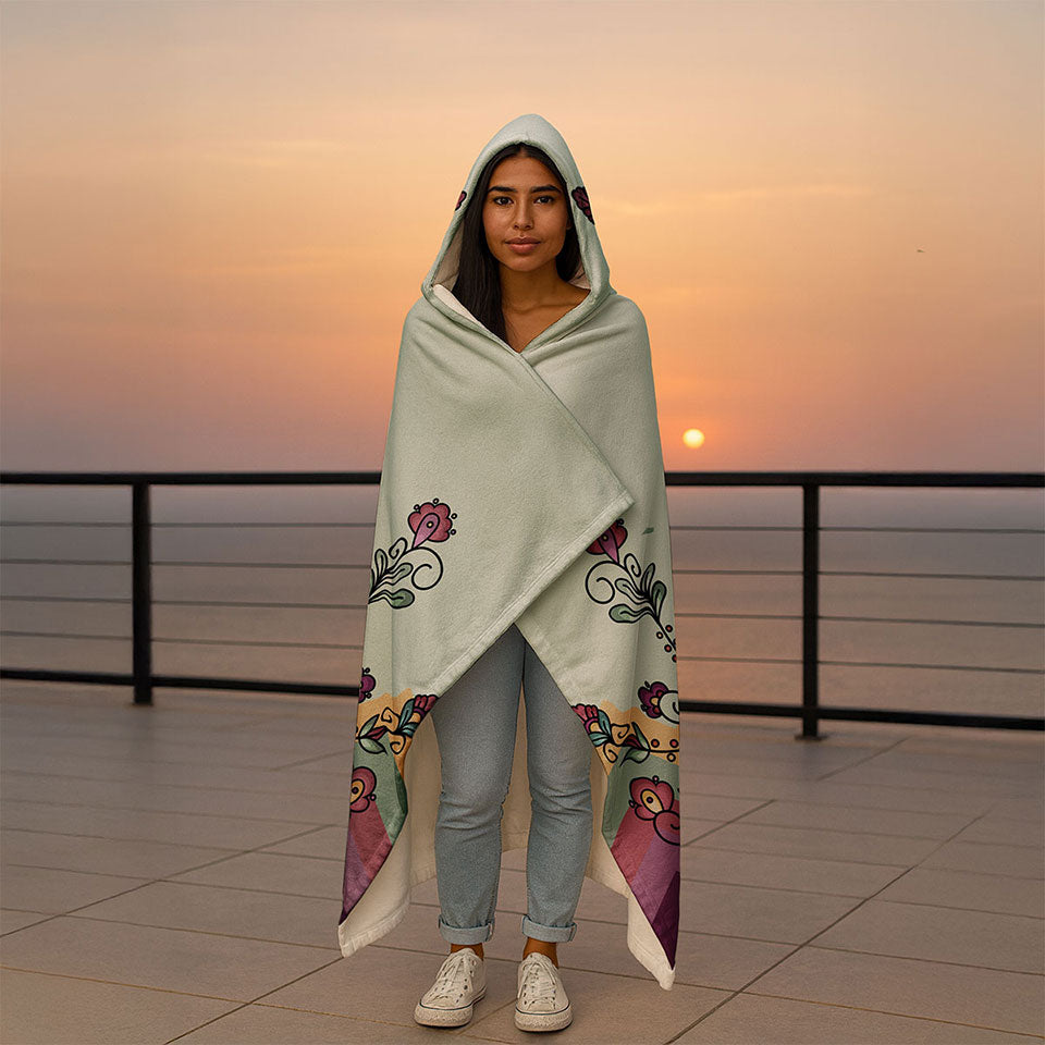 Sunset Berry Bloom Women's Hooded Blanket