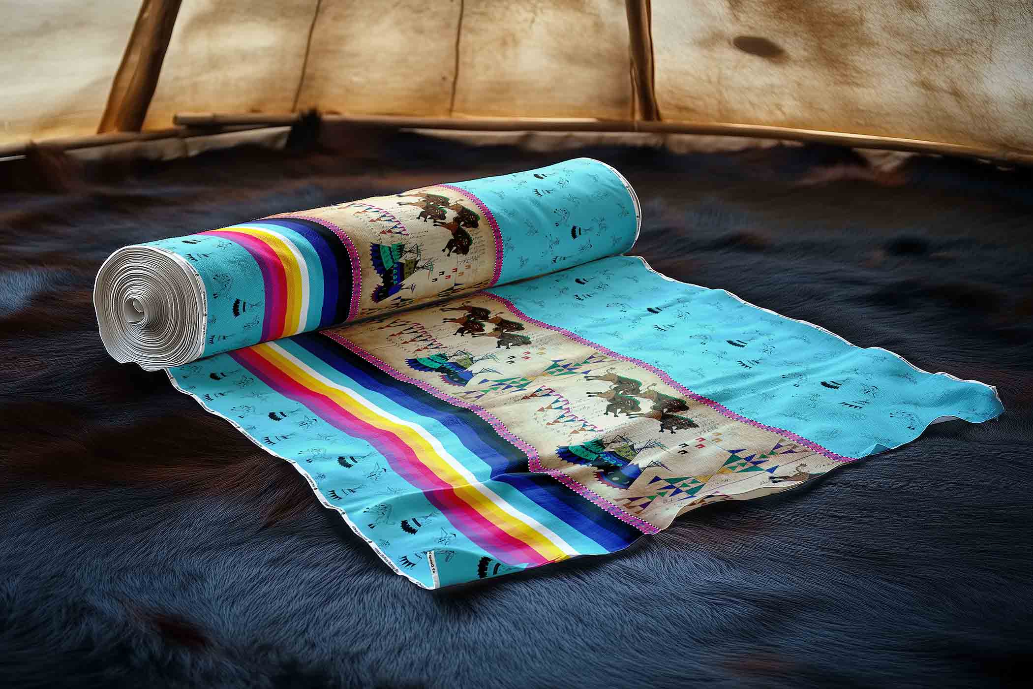 Ledger Buffalos Running Sky 42 Inch Cotton Poplin Pre Order