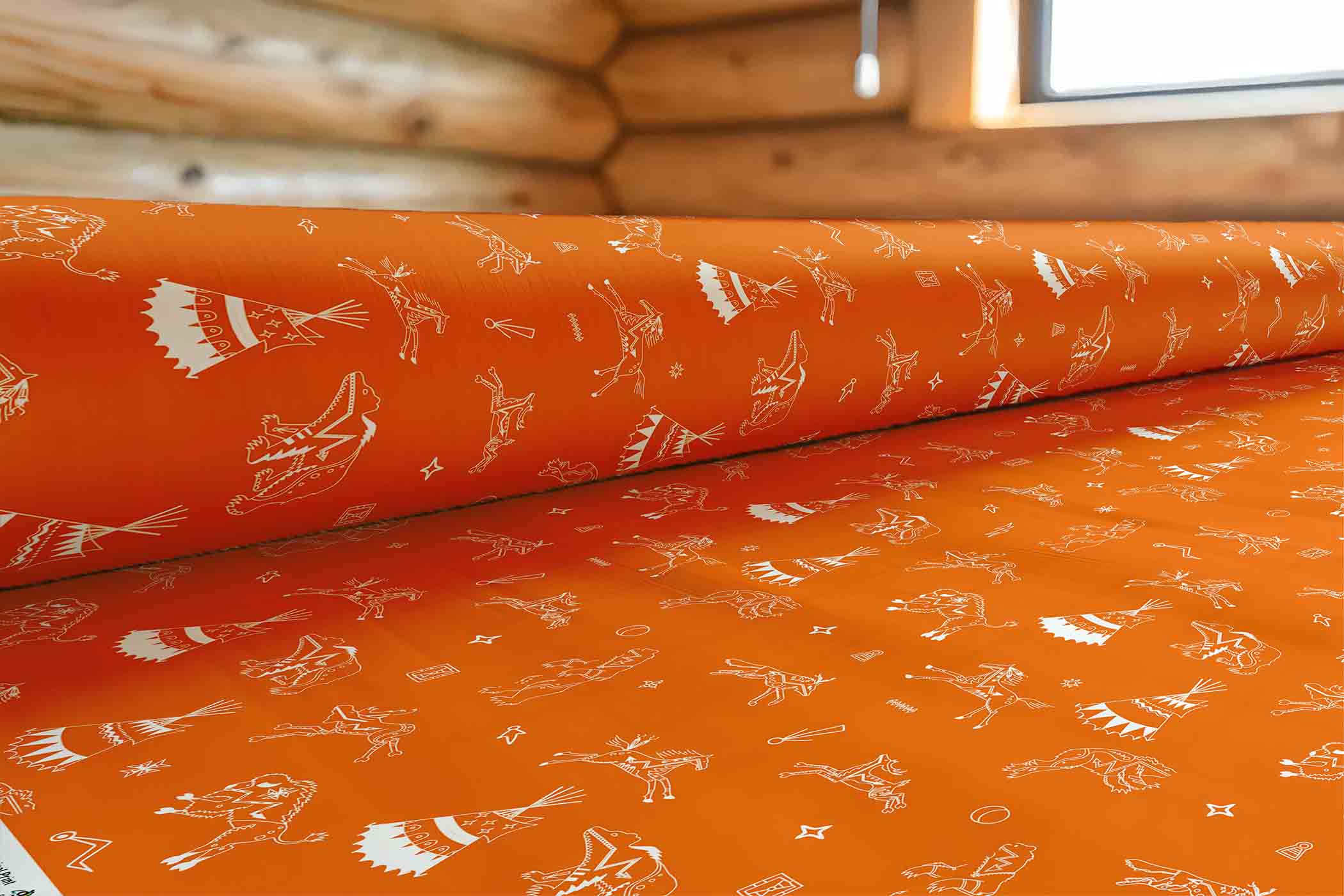 Ledger Dabbles Orange Satin Fabric By the Yard Pre Order