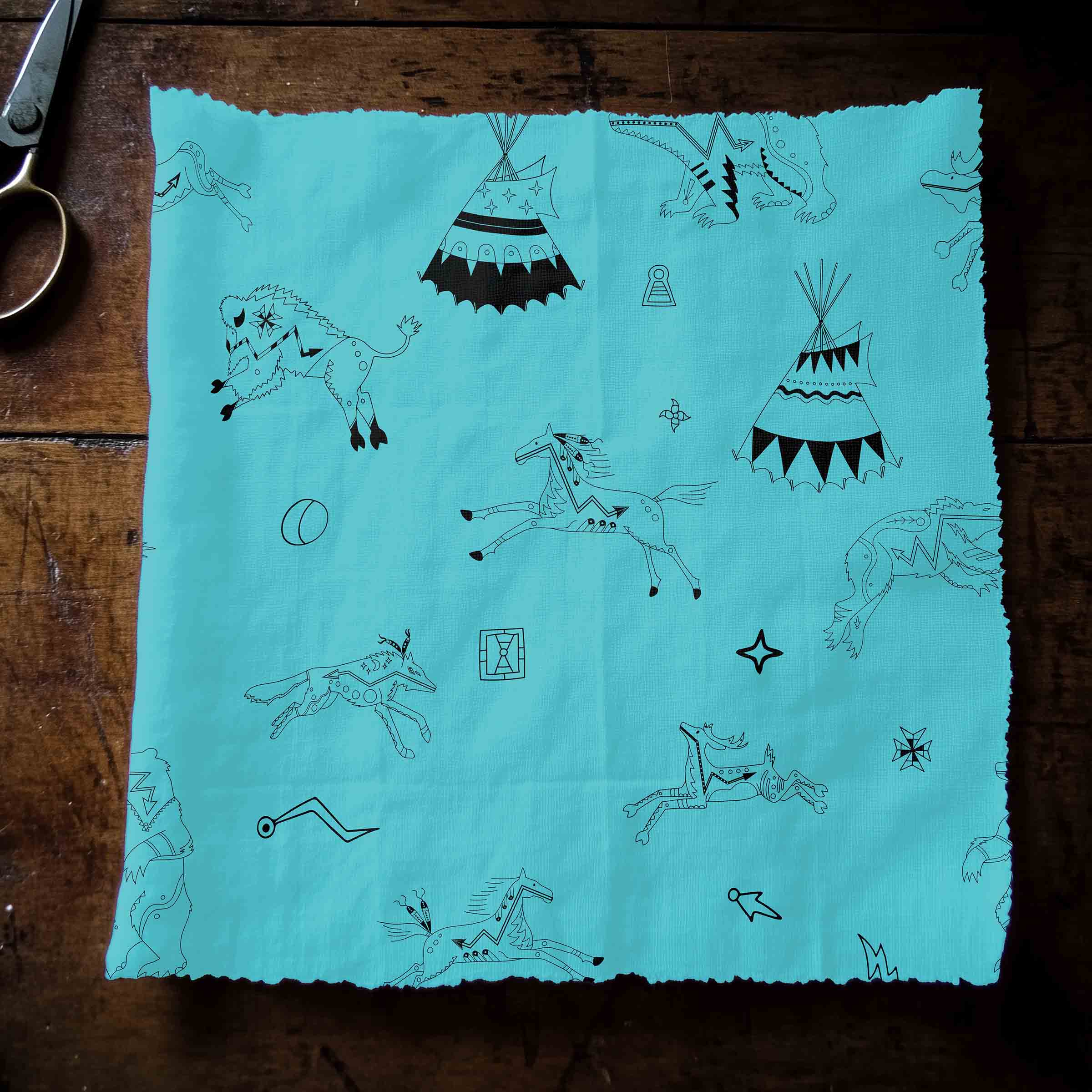Ledger Dabbles Turquoise 42 Inch Cotton Poplin Pre Order