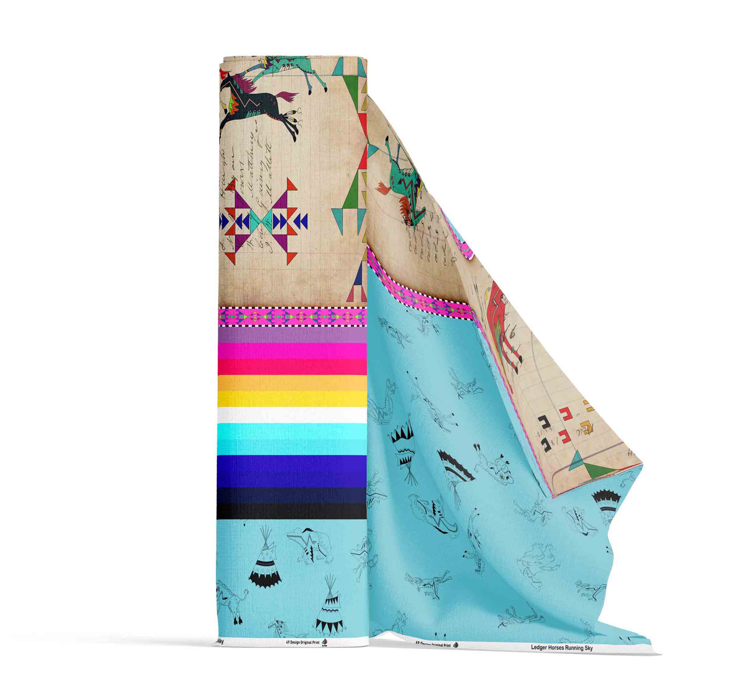 Ledger Horses Running Sky 42 inch Cotton Poplin Pre Order