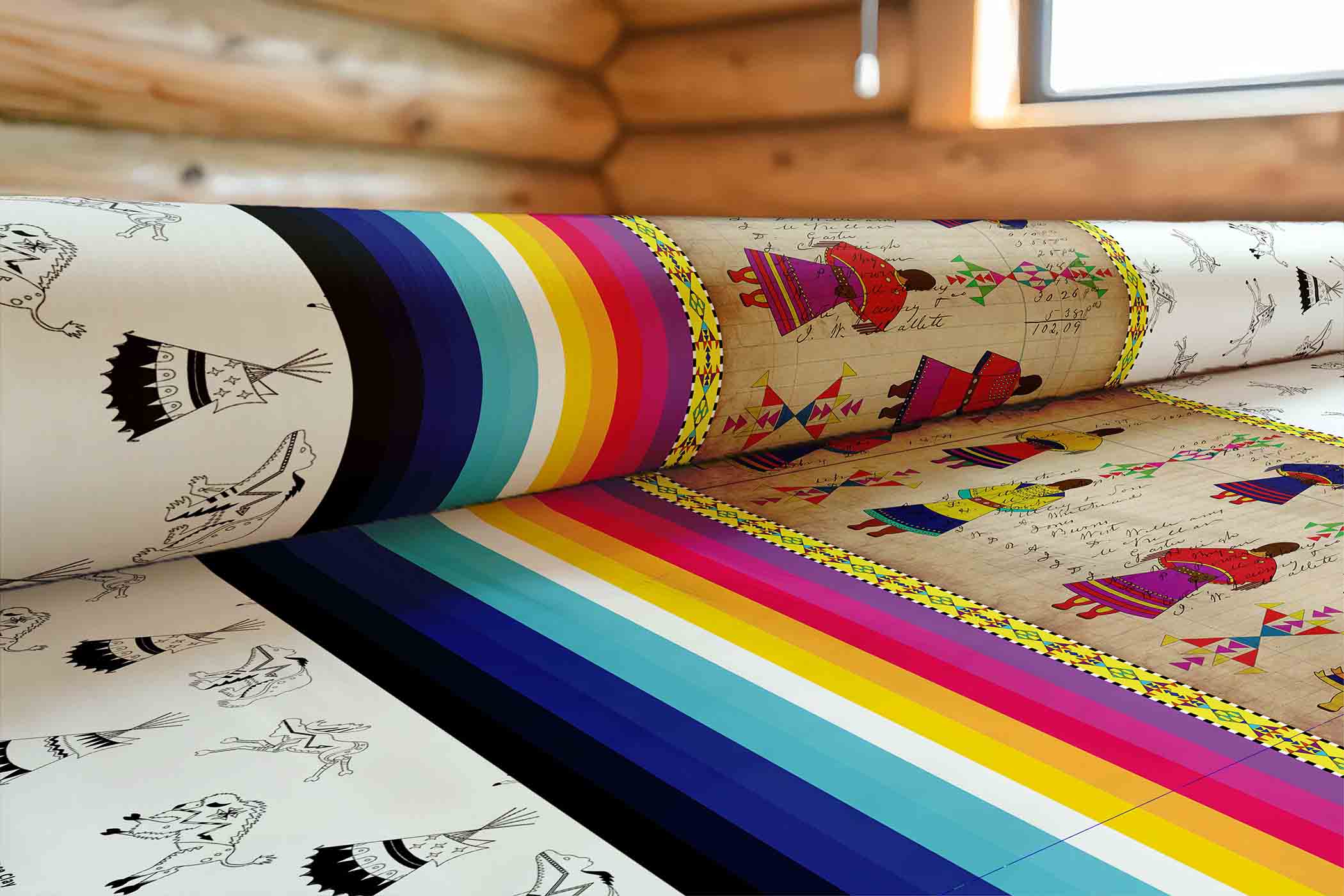 Ledger Round Dance Clay 42 inch Cotton Poplin Pre Order