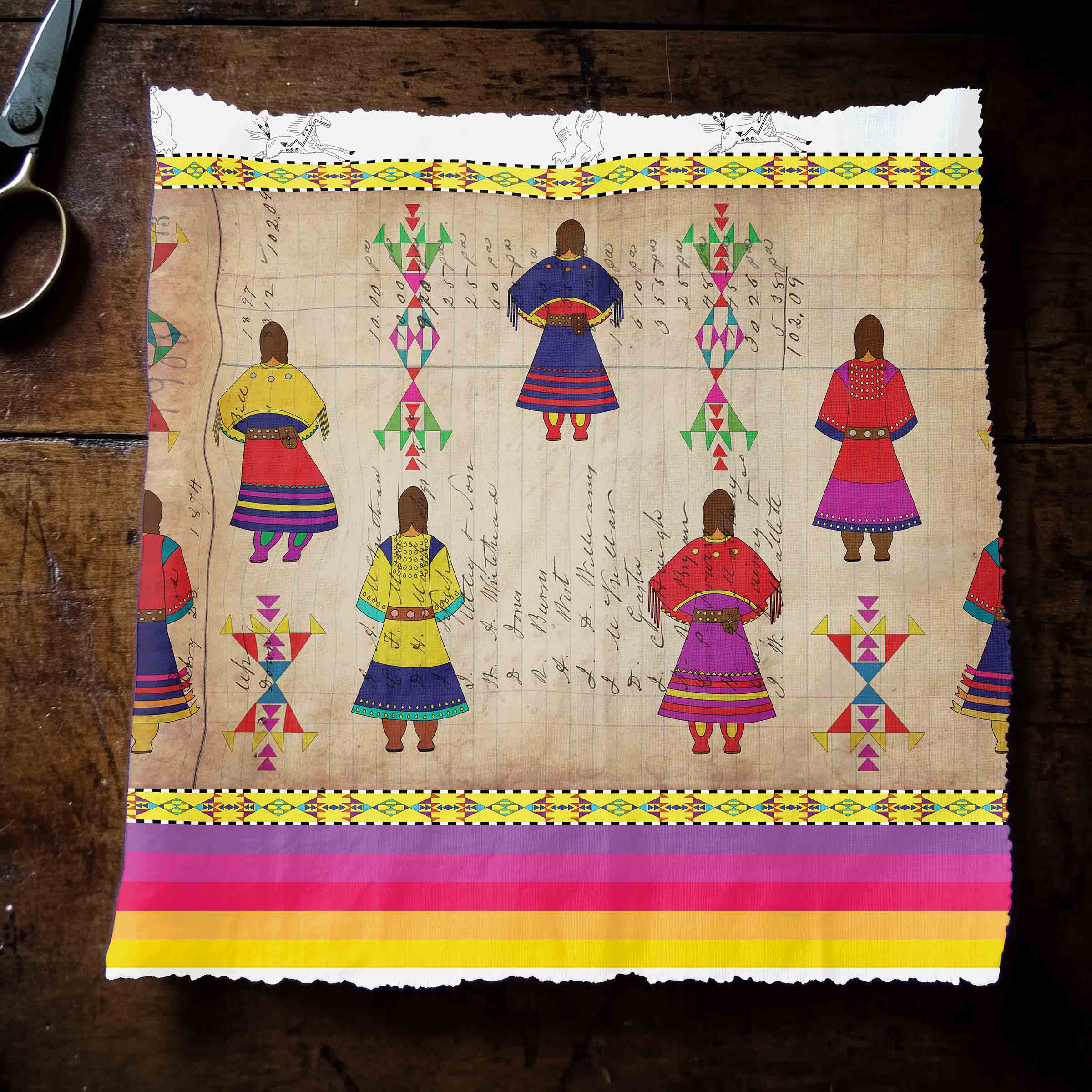 Ledger Round Dance Clay 42 inch Cotton Poplin Pre Order