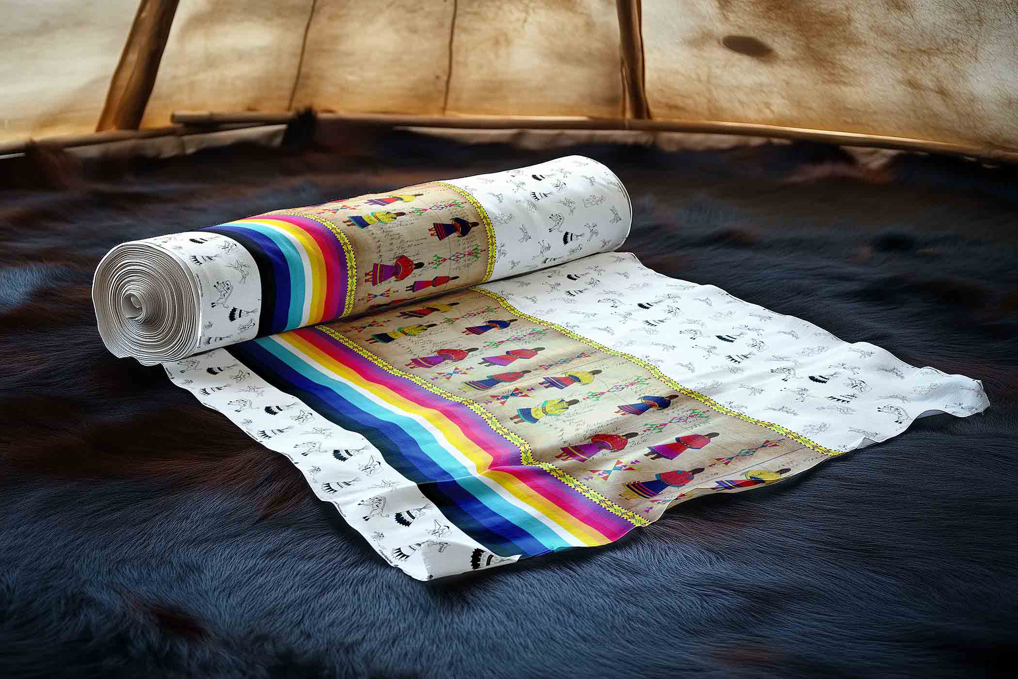 Ledger Round Dance Clay 42 inch Cotton Poplin Pre Order