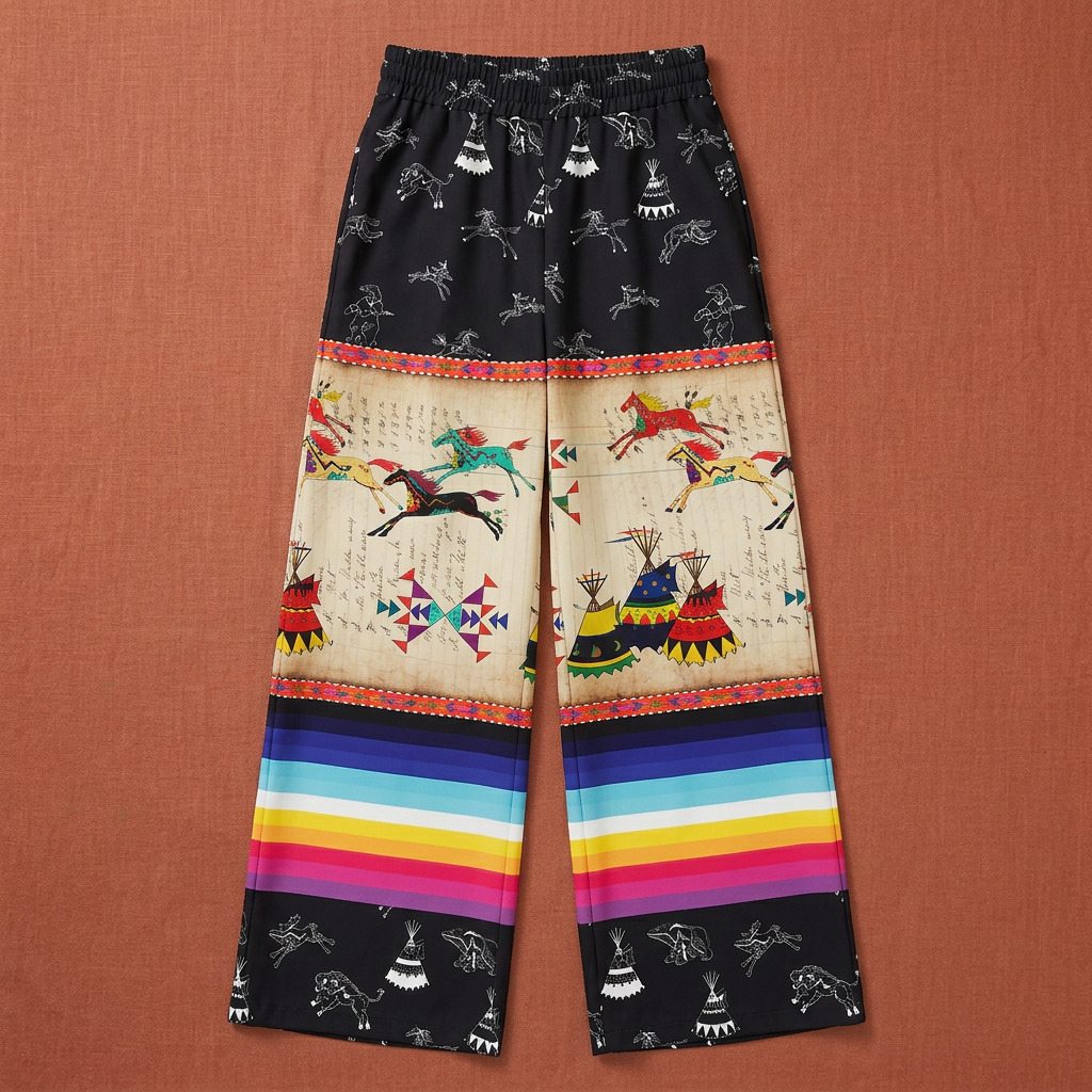 Ledger Horses Running Black Sky Women's Pants