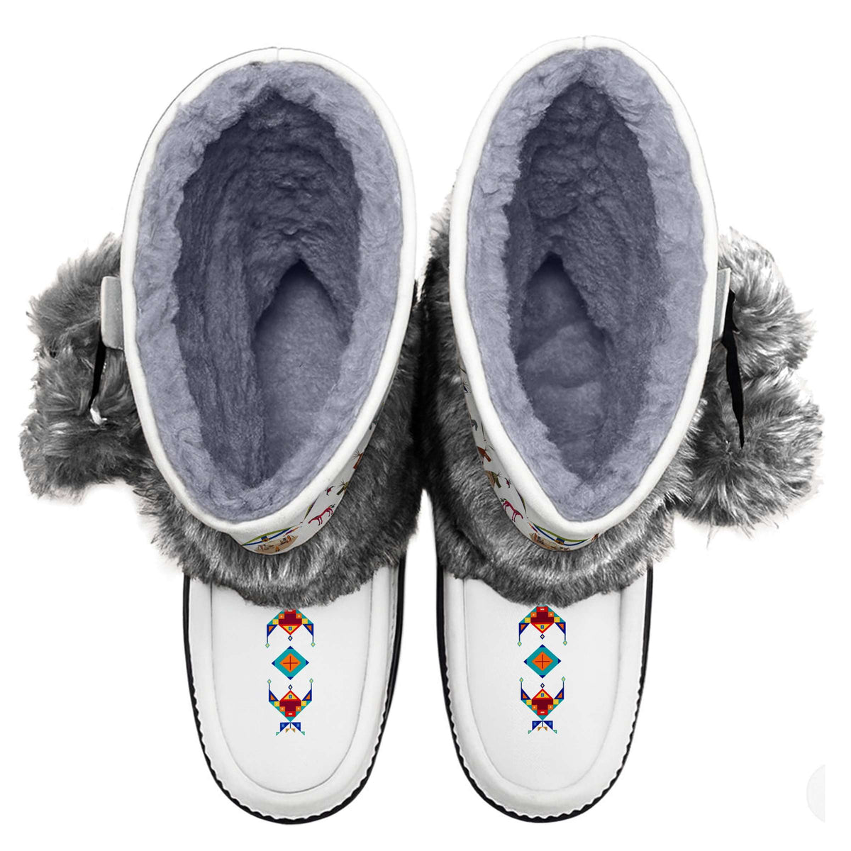 Legacy of the Rainy Chief White Real Leather MocLux Calf with Grey Fur