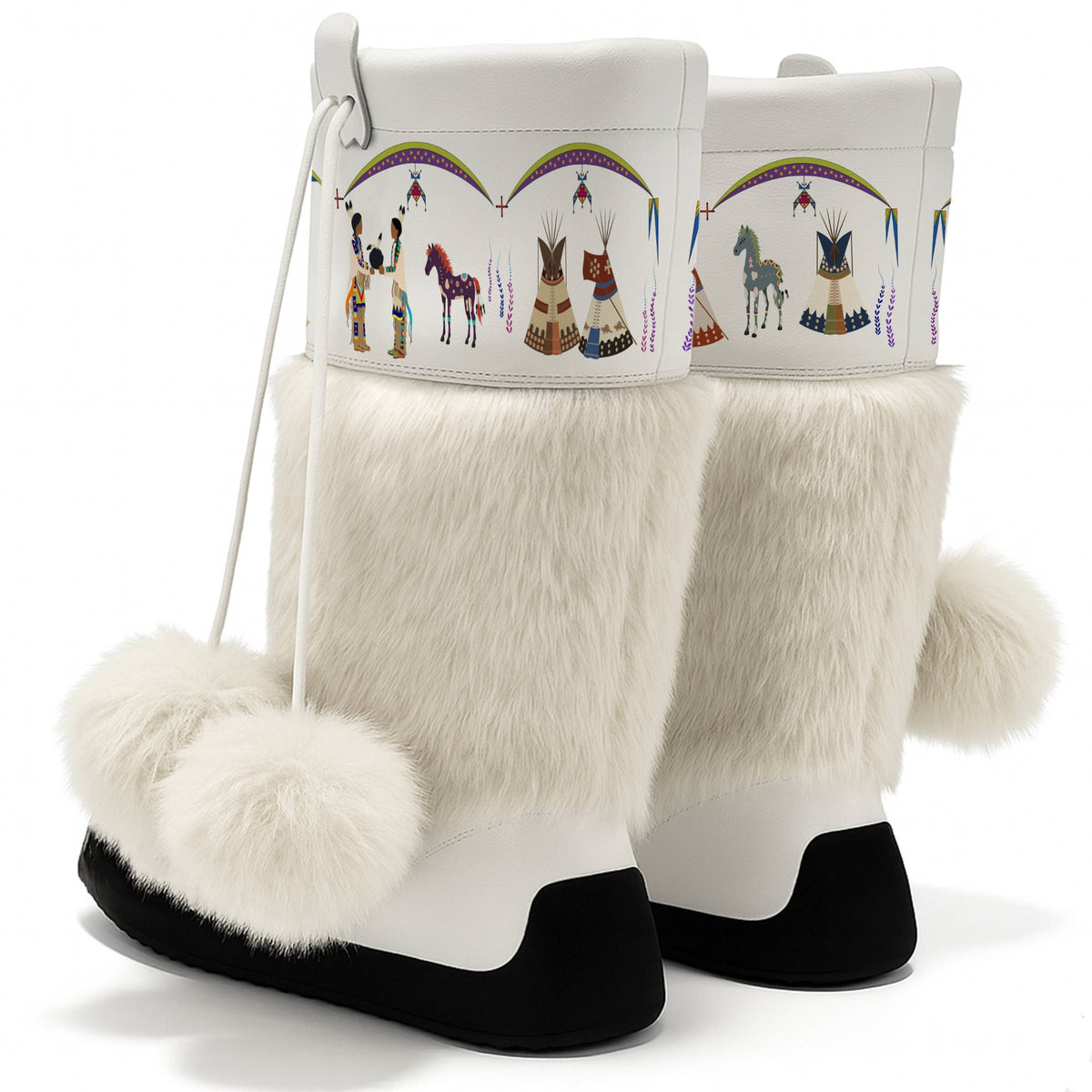 Legacy of the Rainy Chief White Real Leather MocLux Calf with White Fur