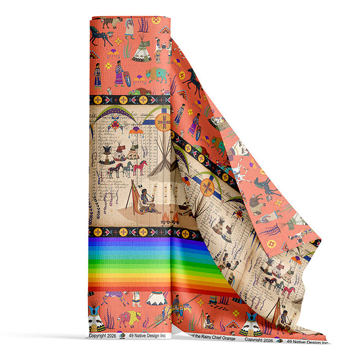 Legacy of the Rainy Chief Orange Satin Fabric By the Yard Pre Order