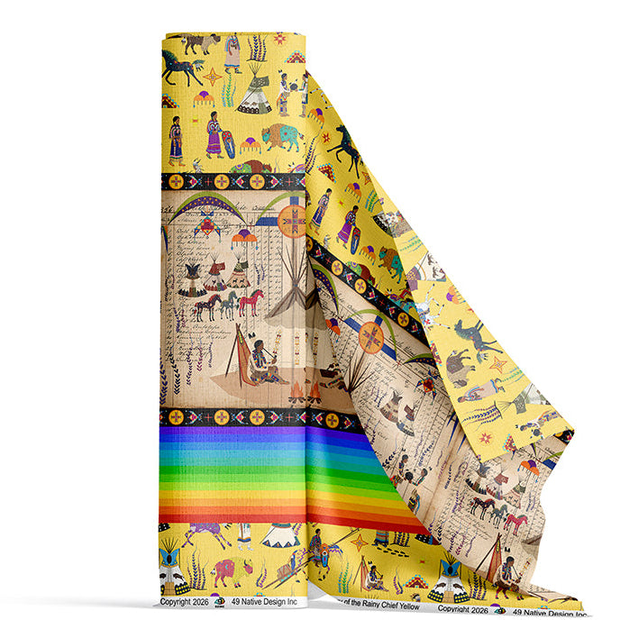 Legacy of the Rainy Chief Yellow Satin Fabric By the Yard Pre Order