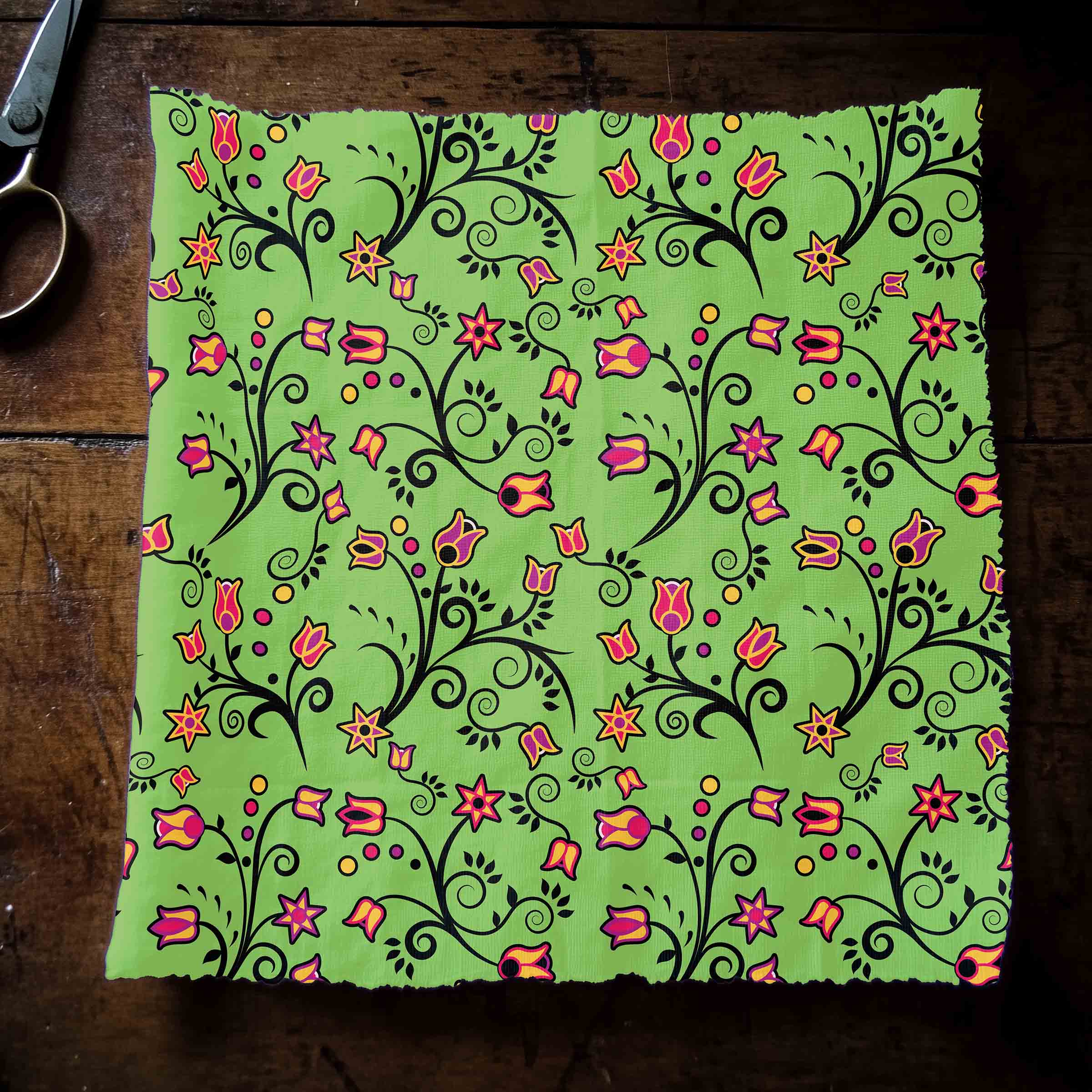 Light Green Yellow Star 42 Inch Cotton Poplin Pre Order