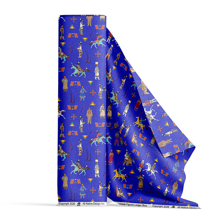 Lineage Figures Ledger Blue Satin Fabric By the Yard Pre Order