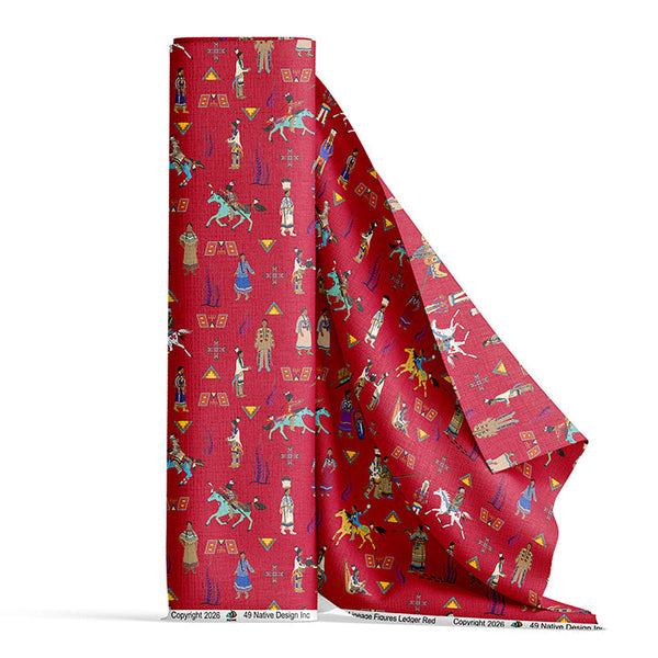 Lineage Figures Ledger Red Satin Fabric By the Yard Pre Order