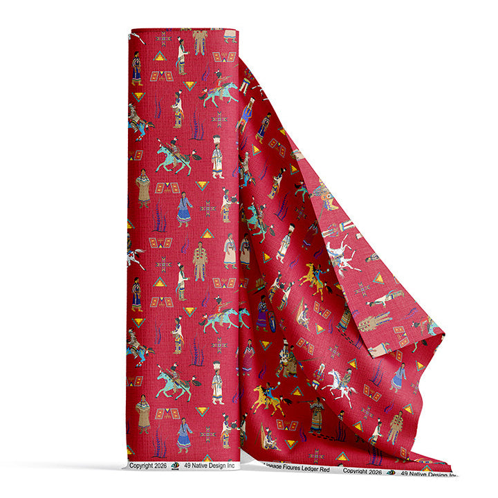 Lineage Figures Ledger Red Satin Fabric By the Yard Pre Order
