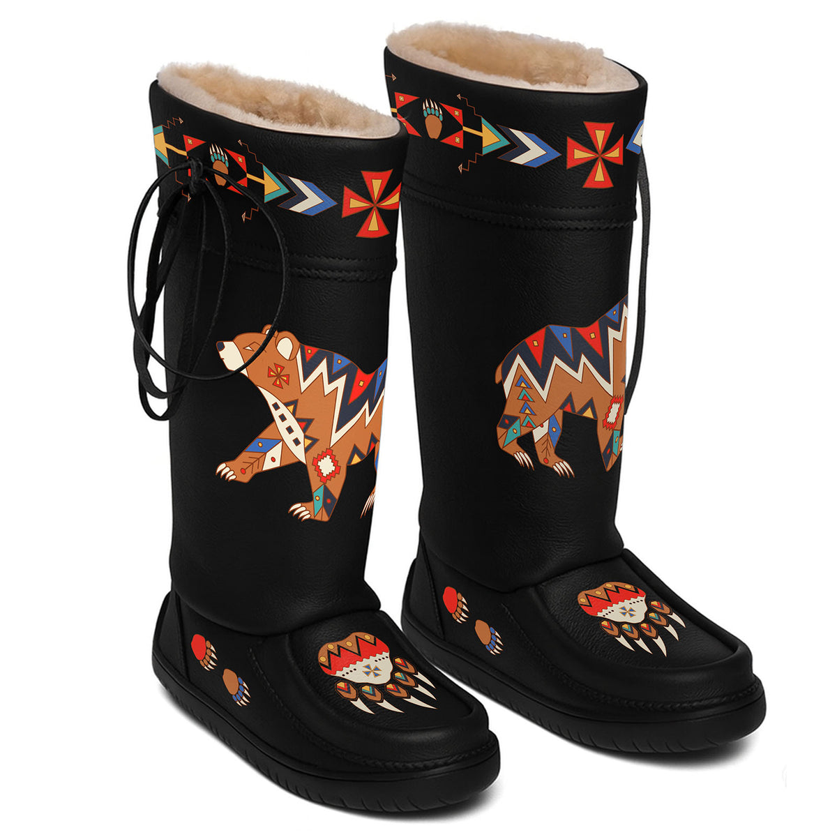 Morning Star Bear Black Real Leather MocLux Tall