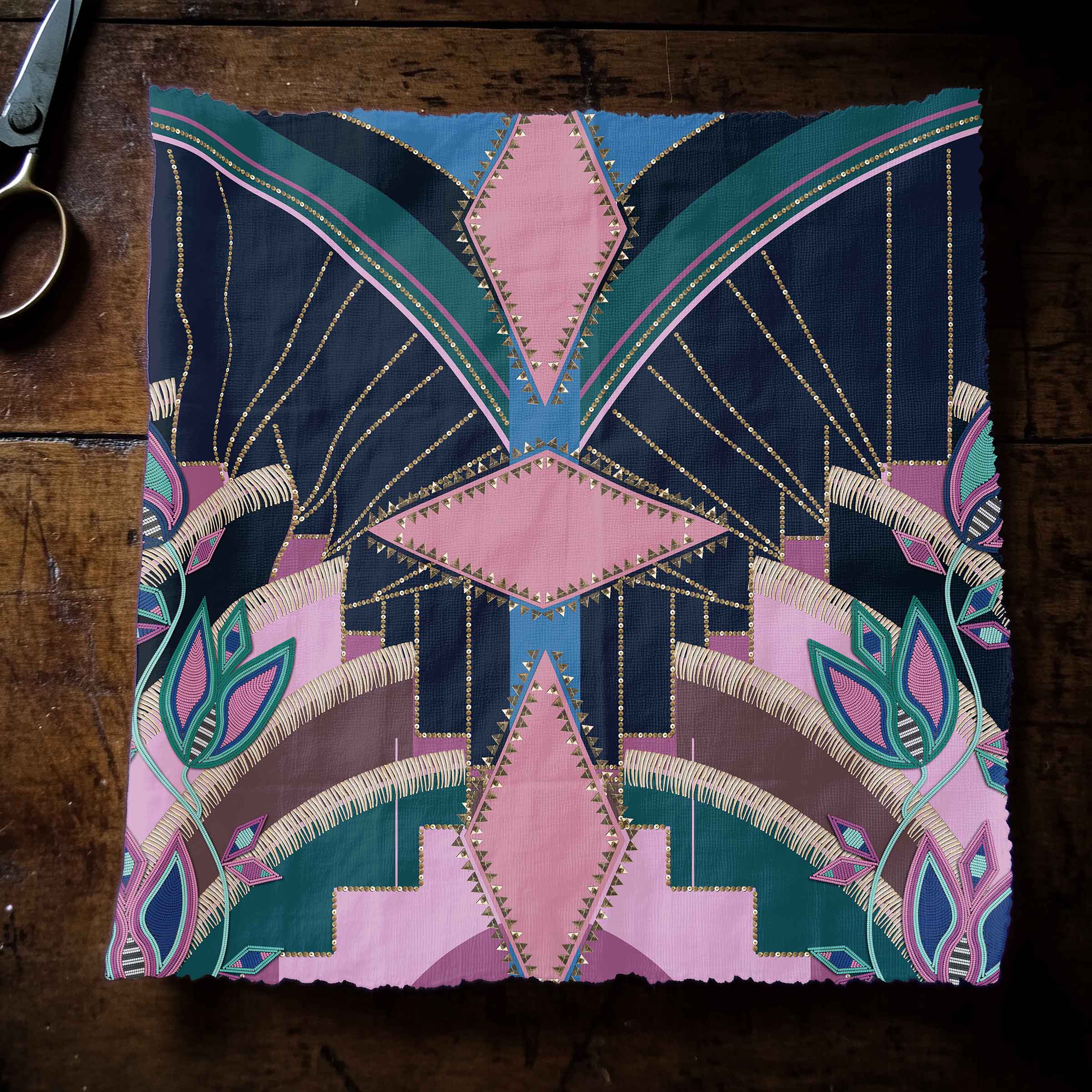 Mosaic Mirage Black 42 Inch Cotton Poplin Pre Order