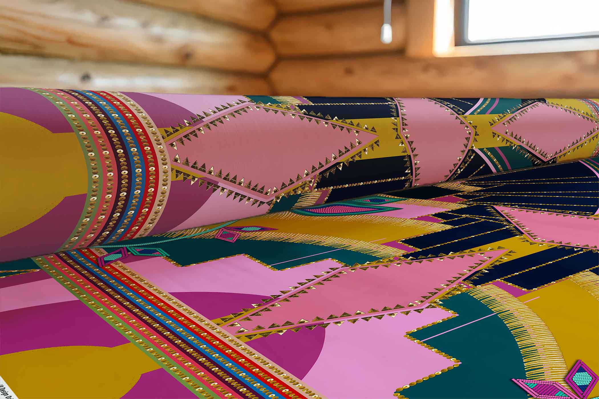 Mosaic Mirage Green 42 Inch Cotton Poplin Pre Order