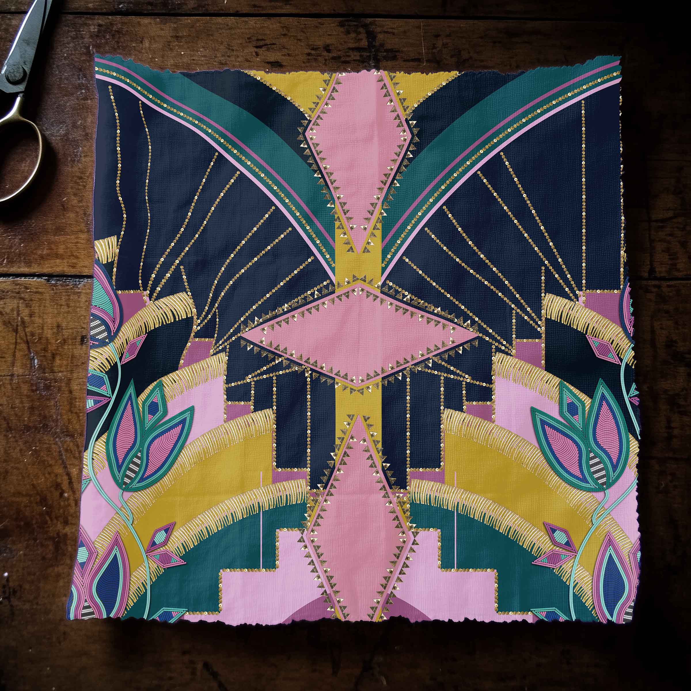 Mosaic Mirage Green 42 Inch Cotton Poplin Pre Order