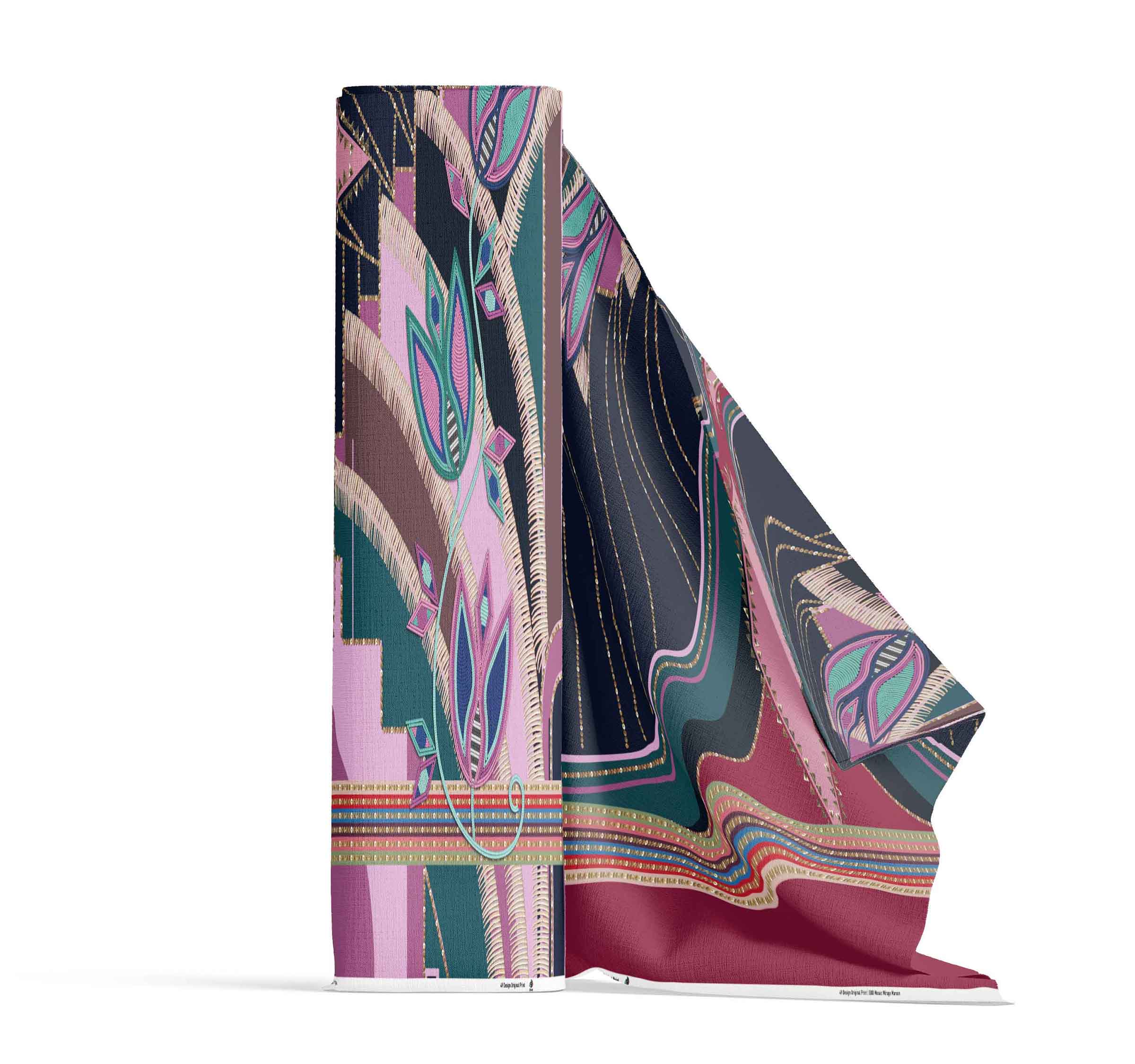 Mosaic Mirage Maroon 42 Inch Cotton Poplin Pre Order