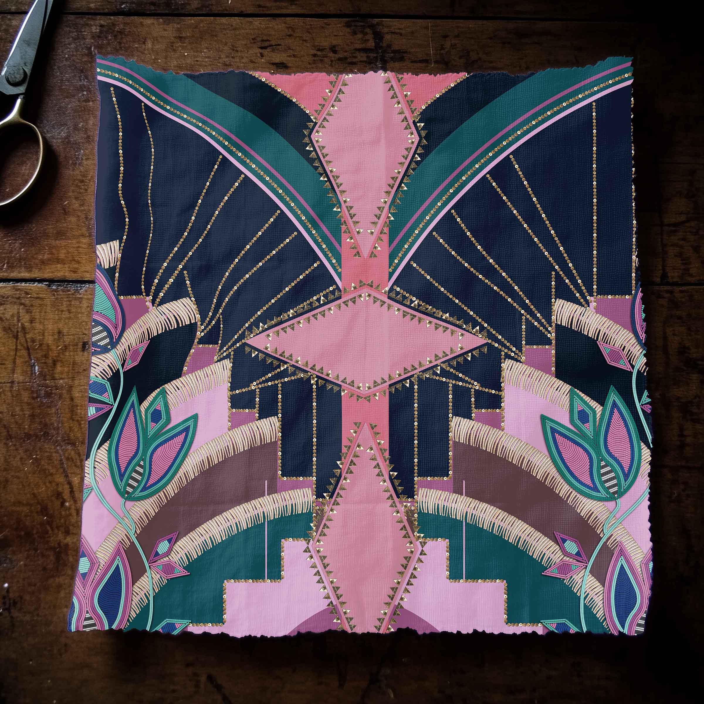 Mosaic Mirage Pink 42 Inch Cotton Poplin Pre Order