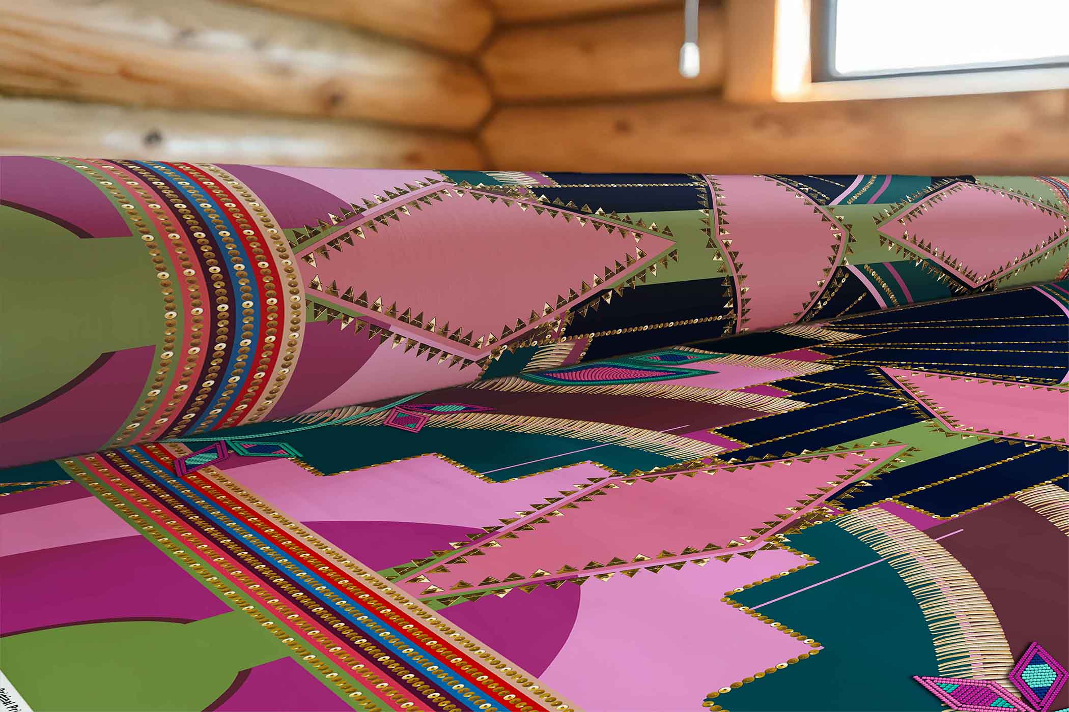 Mosaic Mirage Sage 42 Inch Cotton Poplin Pre Order