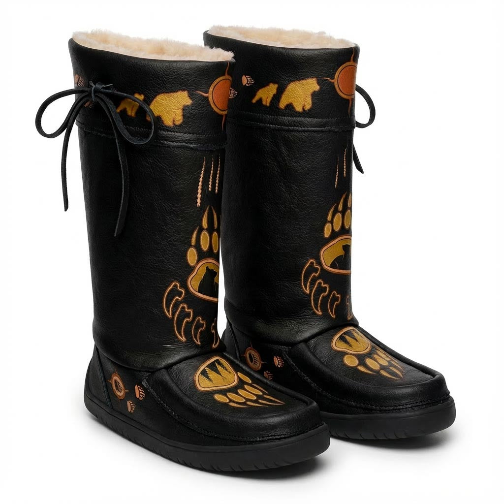 Bear Paw Tan Black Real Leather MocLux