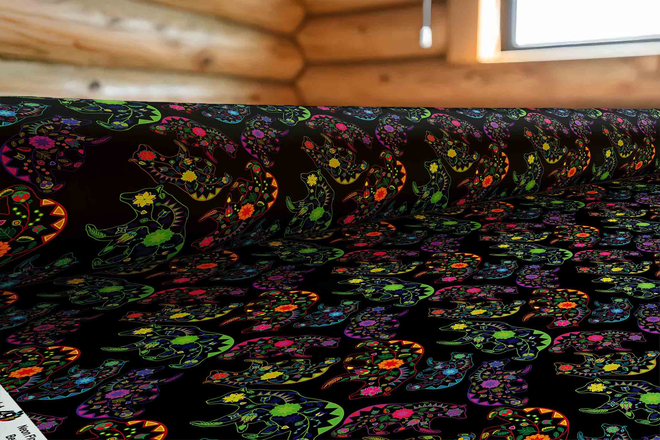 Neon Floral Bears 42 inch Cotton Poplin Pre Order